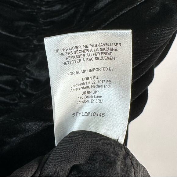 Anthro Hutch Velvet Mini Dress Puff-Sleeves Off-Shoulder Ruched Black Size 2 New - Picture 14 of 16